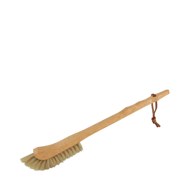 Wooden brush with bristle head on a white background