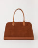 Cognac suede laptop work bag, back view