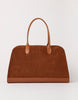 Cognac suede laptop work bag, front view