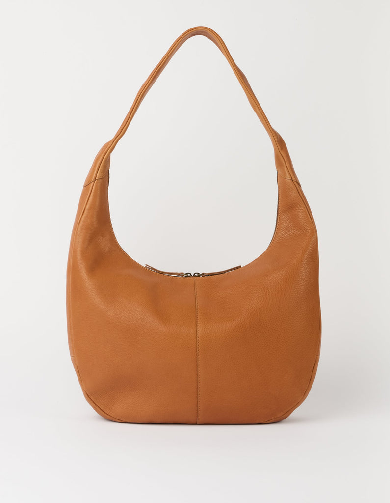 Slouchy Wild Oak leather laptop shoulder bag, back view