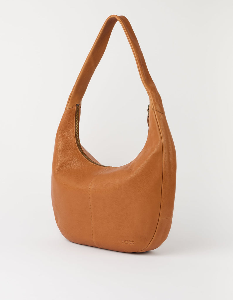 Slouchy Wild Oak leather laptop shoulder bag, side view