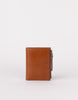 Compact billfold wallet in cognac smooth leather, front view