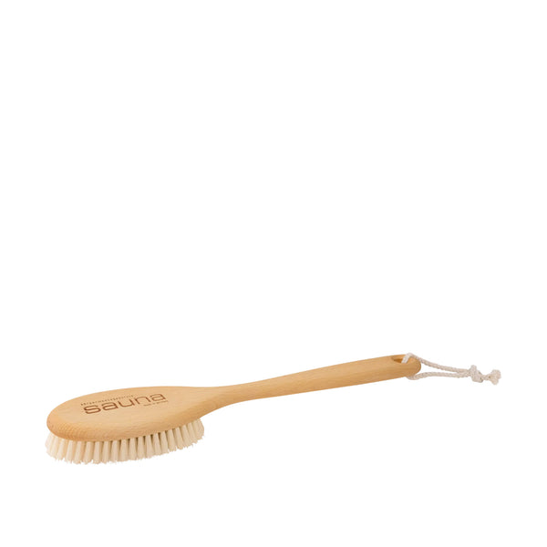 Wooden brush with bristles on a white background