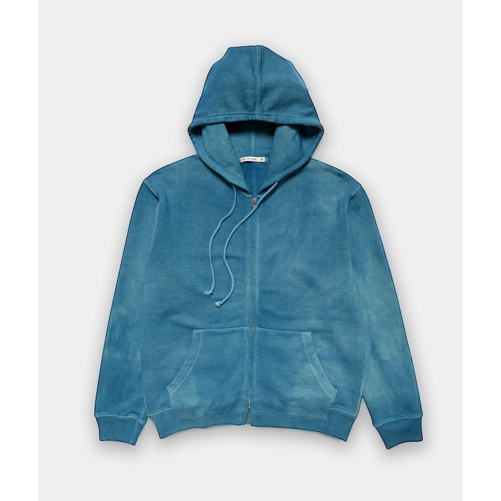 Naturally dyed organic cotton zip hoodie in Indigo 2